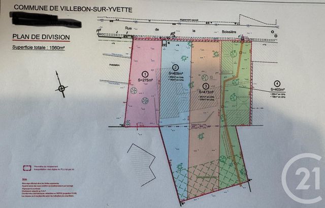 terrain à vendre - 275.0 m2 - VILLEBON SUR YVETTE - 91 - ILE-DE-FRANCE - Century 21 Ld Immobilier