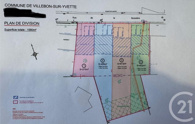 terrain à vendre - 275.0 m2 - VILLEBON SUR YVETTE - 91 - ILE-DE-FRANCE - Century 21 Ld Immobilier